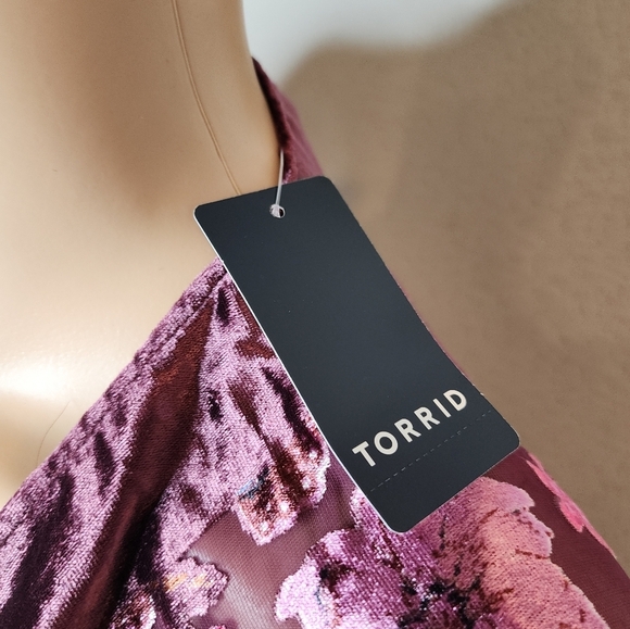NWT Torrid Burnout Velvet Kimono Burgundy Floral size 00/0 M/L - Picture 5 of 16